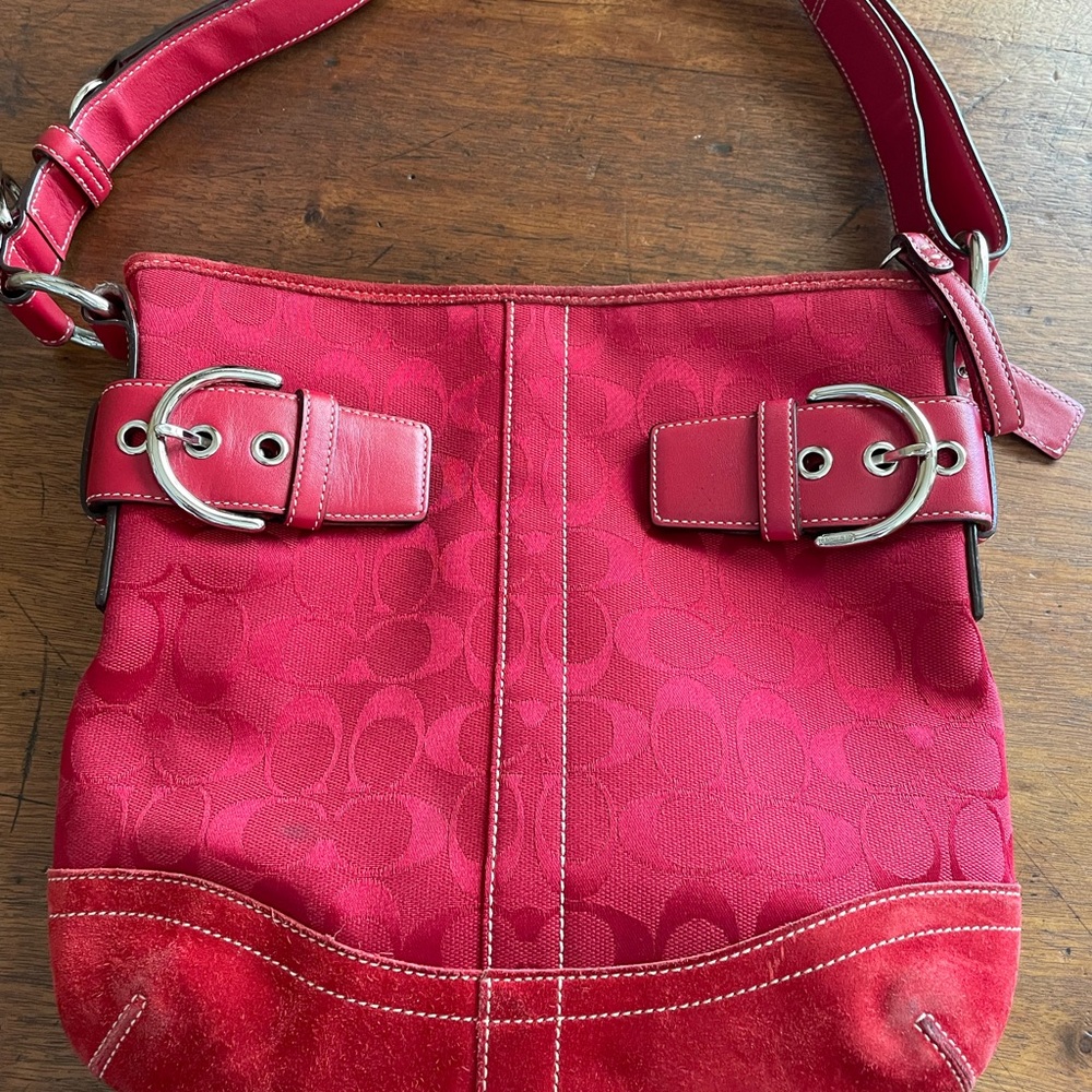 Coach Signature SoHo Red Shoulder Bag